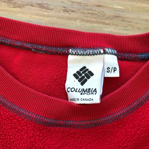 Columbia Embroidered Logo Fleece Pullover Sweater Vintage 90s Made in Canada - Picture 6 of 7